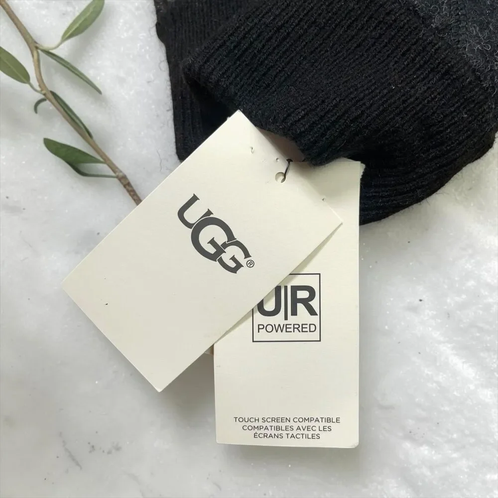 UGG Wool & Leather Palm Touchscreen Tech Gloves with Fur Lining - S/M